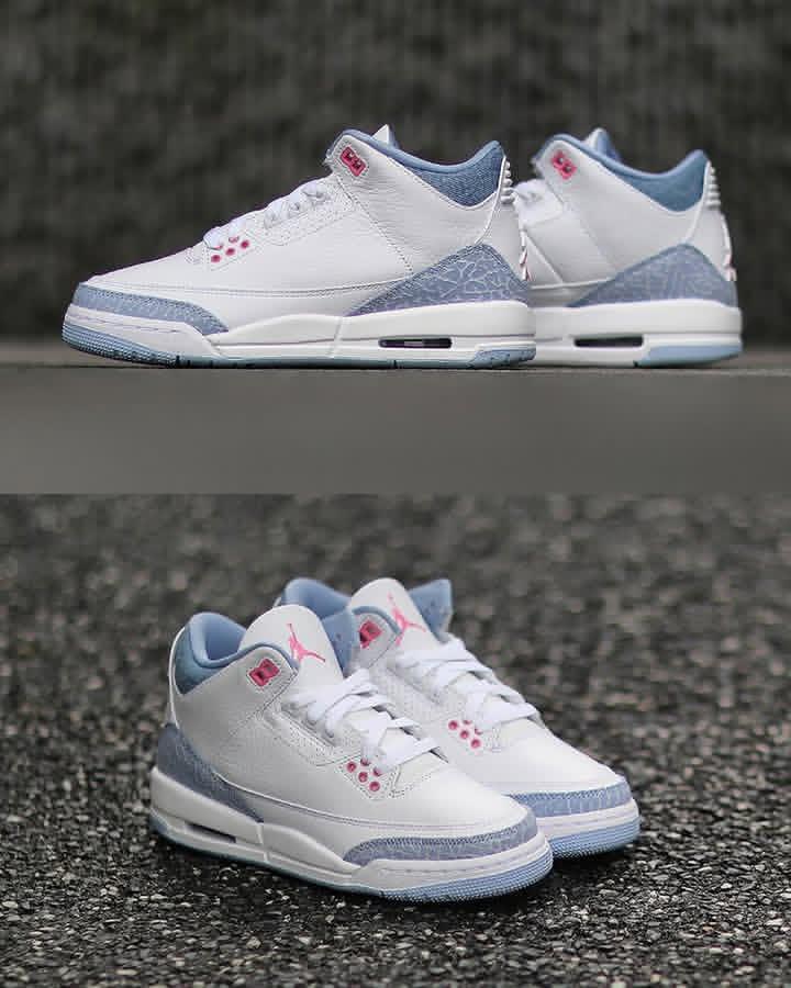 LaceLounge's tweet image. The Kids Air Jordan 3 “Denim/Pink Glow” is dropping July 24th. Perfect blend of style &amp;amp; sweetness 🌸. Cop or drop? 👀

📸: @gc911
#Jordan3 #PinkGlow #LaceLounge #SneakerRelease #KidsKicks