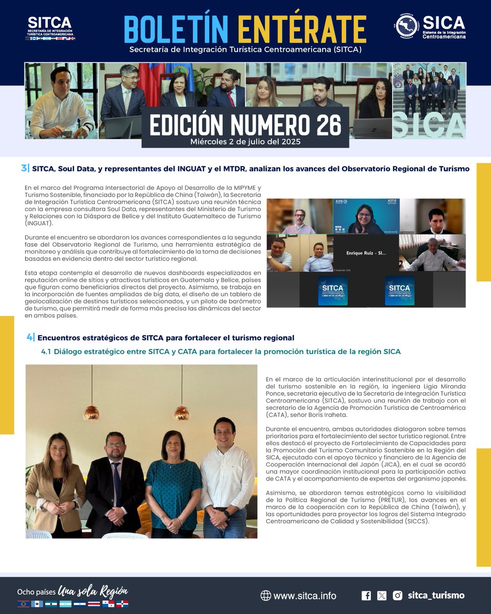 sitca_turismo's tweet photo. 🗞️📬 ¡Entérate con SITCA!
SITCA le invita cordialmente a mantenerse informado sobre los avances, iniciativas y acciones que impulsan el desarrollo turístico en la región SICA. 🌎✨
🔗 ¡Lea la edición más reciente aquí!
👉https://t.co/1TVOh3e0Gq
#TurismoSICA #EntérateSITCA https://t.co/rJY3UuMsf8