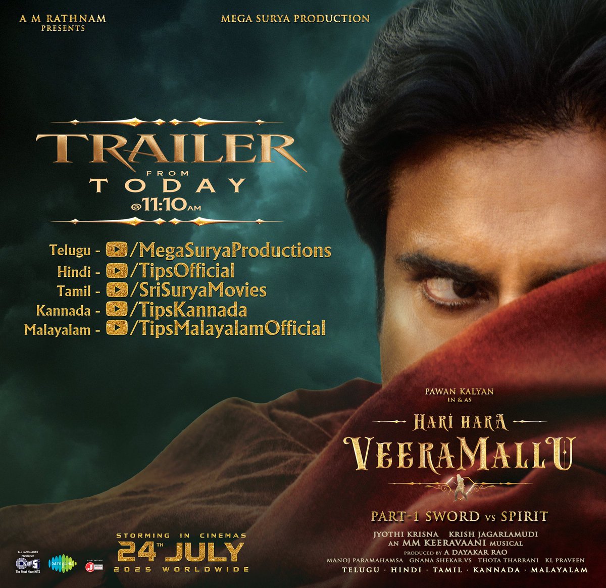 KishoreeHere's tweet photo. #TrailerDay 🔥💥🦅⚔️
#HHVMTrailer Today @ 11:10 AM 🔥
Telugu - https://t.co/ZnA1jItnJv…
Hindi - https://t.co/gLHq2MyXkz
Tamil - https://t.co/lteSkzSi2D
Kannada - https://t.co/M5iJntiF4W
Malayalam - https://t.co/qV7srPuubJ
#HariHaraVeeraMallu #HHVMTrailerBlaze
#HHVMonJuly24th https://t.co/xHo30R3WcT