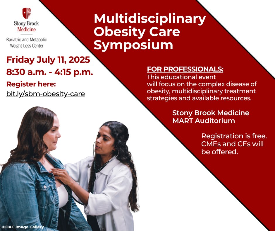 Stony Brook Department of Surgery (@sbmsurgery) on Twitter photo The SBMedicine Dept. of Surgery's Bariatric and Metabolic Weight Loss Center is hosting a Multidisciplinary Obesity Care Symposium on Fri., July 11, 8:30 am - 4:15 pm. This event aims to provide increased knowledge and skills regarding #obesitytreatment   bit.ly/sbm-obesity-ca… The SBMedicine Dept. of Surgery's Bariatric and Metabolic Weight Loss Center is hosting a Multidisciplinary Obesity Care Symposium on Fri., July 11, 8:30 am - 4:15 pm. This event aims to provide increased knowledge and skills regarding #obesitytreatment   bit.ly/sbm-obesity-ca…