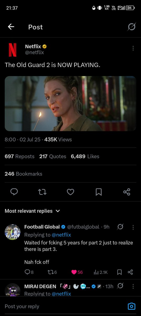LTFBWU's tweet photo. Bro I'm pissed asf
Waiting 5 years for part 2 just to realize there's a part 3 which hasn't even been confirmed yet so production ain't even started?🤦🏼
#TheOldGuard 
#TheOldGuard2 
#TheoldGuard3 
#TheOldGuard2OnNetflix https://t.co/j25Xo82KLd