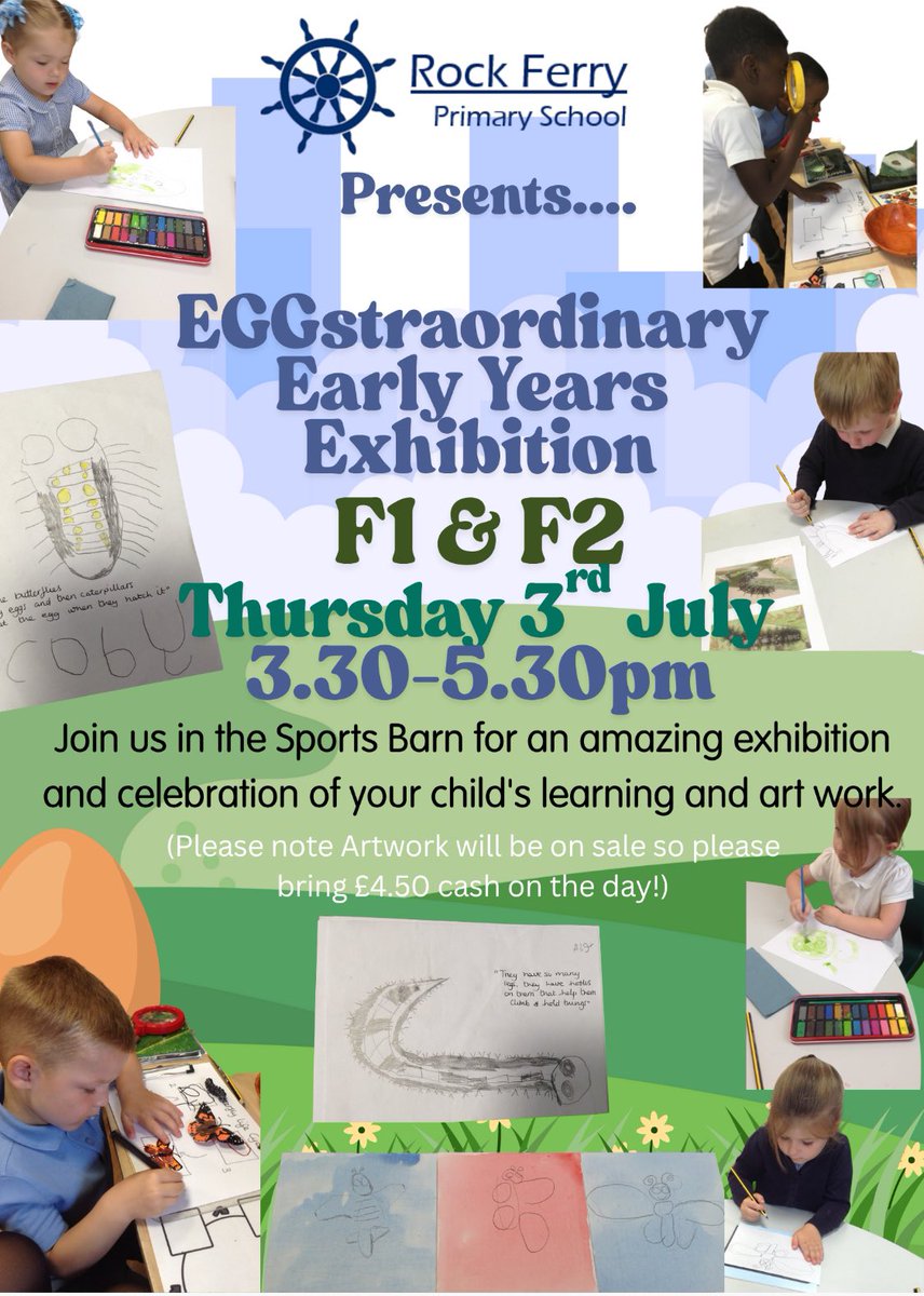 sara_sararadley's tweet photo. Our @RockFerrySch EYFS crew are looking forward to sharing our @CAcademiesTrust “ Art Exhibition tomorrow night in the sports barn from 3.30pm . All welcome! Beautiful work based on Reggio Emilia principles. Thank you @Andreacurran15 for the inspiration! A sneak preview… https://t.co/4SlfLswYpK