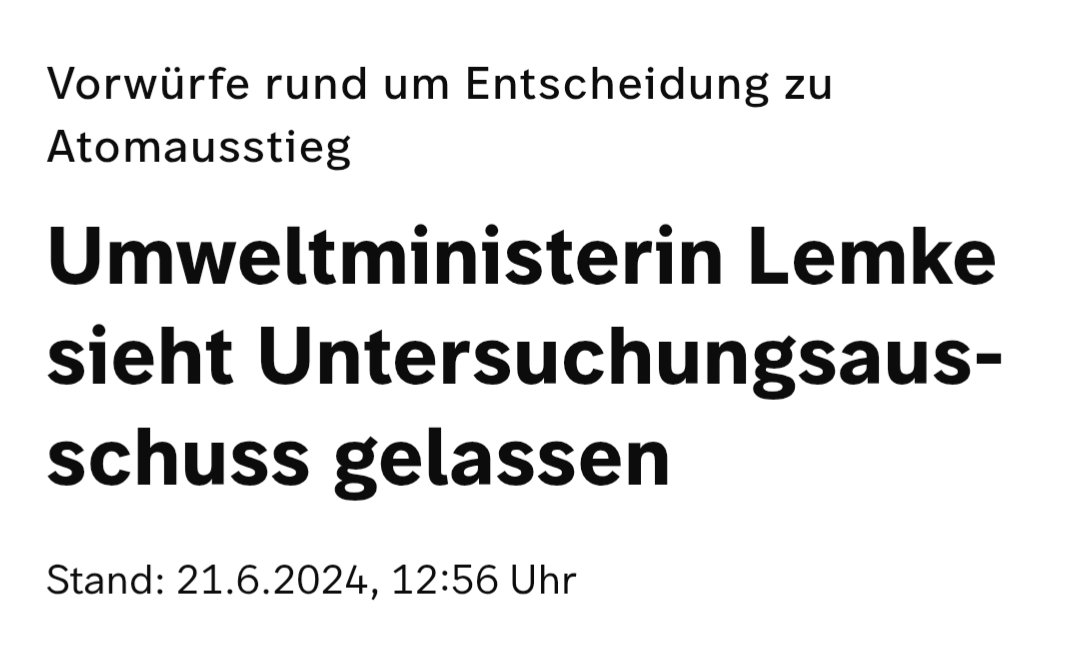 S. Lemke und R. Habeck sagten, dass sie dem Untersuchungsausschuss zum Atomausstieg gelassen entgegen sehen, da sie wussten, dass sie sich nichts vorzuwerfen haben.
Jens Spahn und die CDU wehren sich mit Händen und Füßen gegen einen #SpahnUntersuchungsausschuss 
Jeder weiß warum.