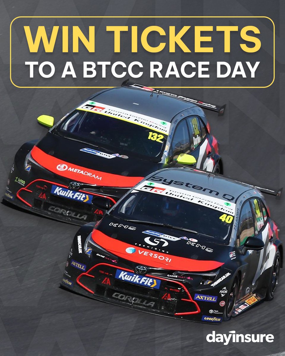 We’re giving away 3 pairs of tickets to a #BTCC race!

All you need to do is get a no-obligation quote using this link, and you’ll be automatically entered into our prize draw: bit.ly/4l7Wsce

⏳ Competition closes at 23:59 on 04/08/2025.
Terms and conditions apply.