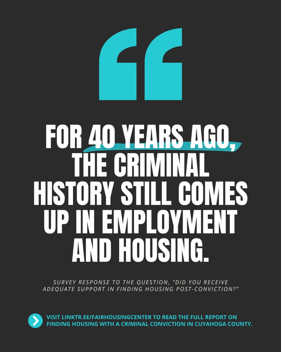 housingcenter's tweet image. In a recent survey, we asked residents with criminal convictions, "Did you receive adequate support in finding housing post-conviction?"
Read the full report examining experiences of finding housing with a criminal conviction in Cuyahoga County: tinyurl.com/36apvxdu