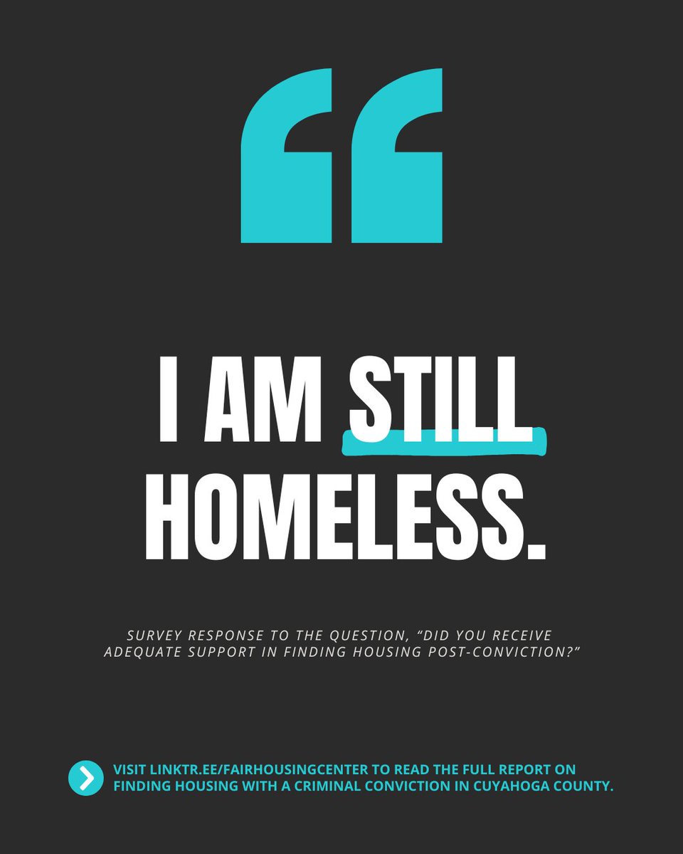 housingcenter's tweet image. In a recent survey, we asked residents with criminal convictions, "Did you receive adequate support in finding housing post-conviction?"
Read the full report examining experiences of finding housing with a criminal conviction in Cuyahoga County: tinyurl.com/36apvxdu