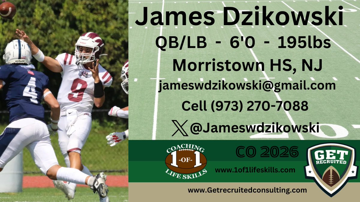 Get Recruited (@get__recruited) on Twitter photo James Dzikowski - CO 2026 - QB/LB - 6'0, 195lbs - 3.98 GPA - Aggressive, tough, physical, and athletic. Morristown HS, NJ - Profile: app.productiverecruit.com/profile/james-…… <a href="/jameswdzikowski/">James Dzikowski</a> <a href="/VulcanFootball/">California (PA) Vulcan Football</a> <a href="/KUBearsFootball/">Kutztown Football 🐻</a> <a href="/SURamsFootball/">Shepherd Football</a> <a href="/LHU_Football/">Lock Haven Football</a> <a href="/BloomUFootball/">Bloomsburg Football</a> <a href="/1of1lifeskills/">1-of-1 Consulting</a> James Dzikowski - CO 2026 - QB/LB - 6'0, 195lbs - 3.98 GPA - Aggressive, tough, physical, and athletic. Morristown HS, NJ - Profile: app.productiverecruit.com/profile/james-…… <a href="/jameswdzikowski/">James Dzikowski</a> <a href="/VulcanFootball/">California (PA) Vulcan Football</a> <a href="/KUBearsFootball/">Kutztown Football 🐻</a> <a href="/SURamsFootball/">Shepherd Football</a> <a href="/LHU_Football/">Lock Haven Football</a> <a href="/BloomUFootball/">Bloomsburg Football</a> <a href="/1of1lifeskills/">1-of-1 Consulting</a>