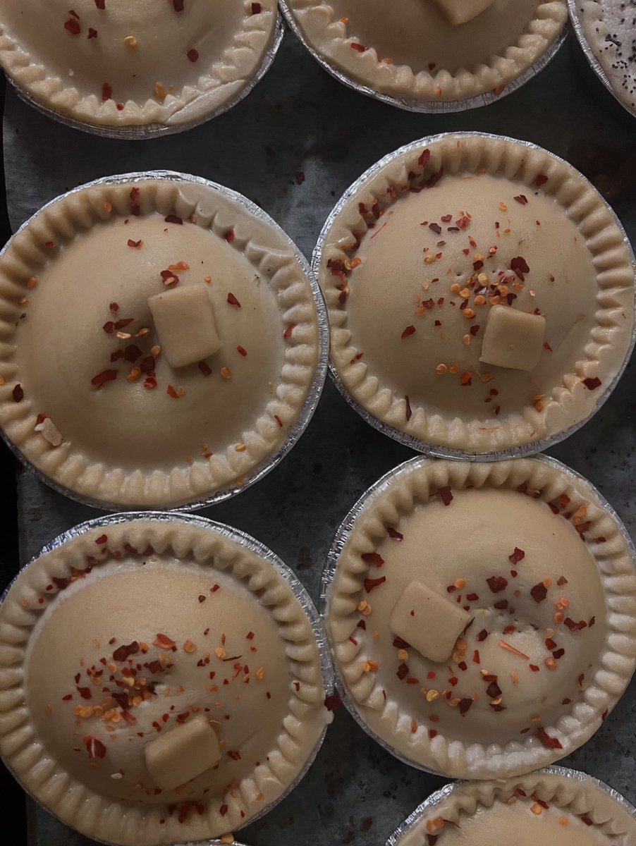 A bit of product development has gone on today. What flavour pie is it ? A clue it’s veggie but not vegan
