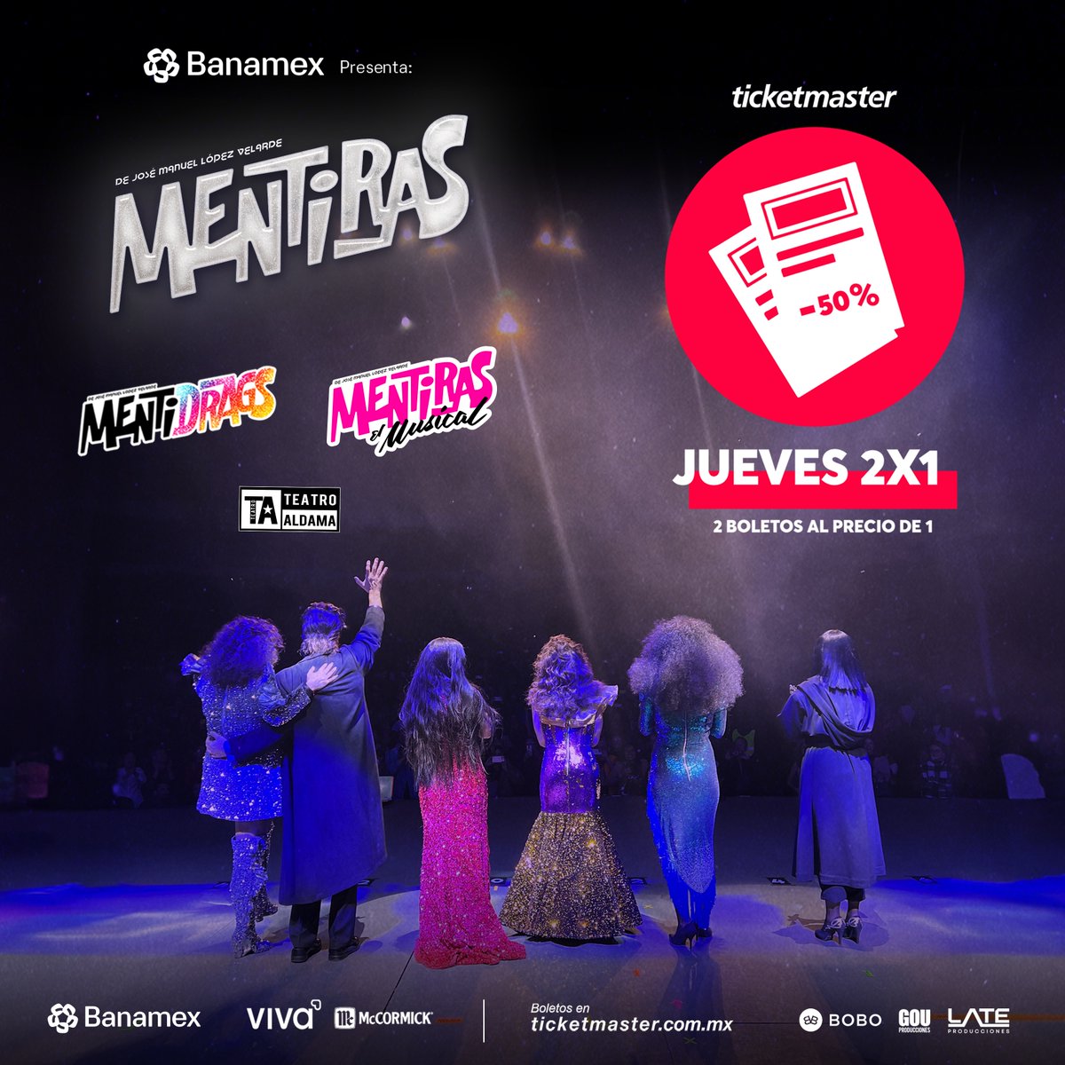 2x1, ¡SÓLO HOY! 💚

Disponible exclusivamente en Ticketmaster. Consulta las funciones participantes. ¡Corre y no te quedes fuera! 😎✋

Mentiras El Musical: tmespeciales.ticketmaster.com.mx/microsite/juev…

MentiDrags:  tmespeciales.ticketmaster.com.mx/microsite/juev…