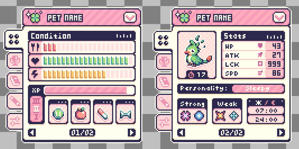 SargantanaGames's tweet photo. Working on the pink UI!
#pixelart #cozygames https://t.co/gLh56ruPzw