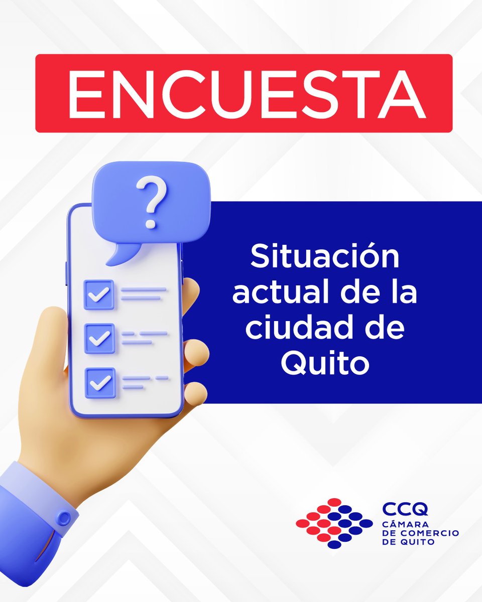 📈 ¿Qué opinas de la situación actual de la ciudad de Quito?

Queremos conocer tu opinión para entender mejor los desafíos y oportunidades que enfrenta nuestra ciudad. 

📝 Responde esta breve encuesta aquí: bit.ly/3Tovcu1

✅ ¡Tu participación es importante!