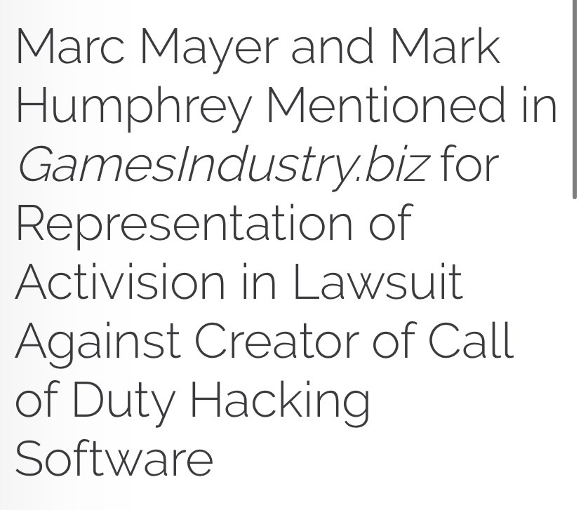 Seems like the cheaters that are ruining Call of Duty titles on PC have beef with “Marc Mayer” a lawyer who has represented Activision when going after cheaters