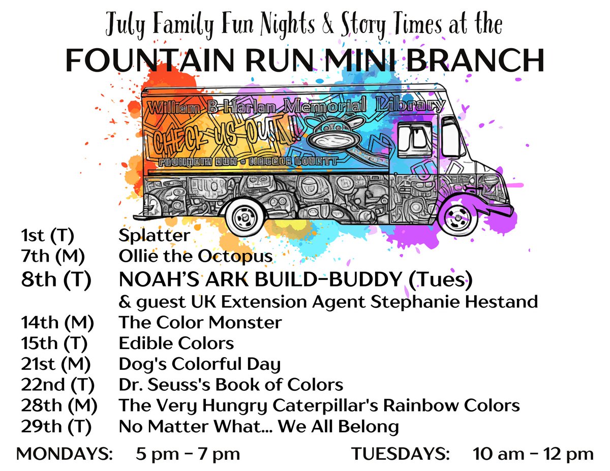 Coming up this July at Fountain Run:
Color Your World @ Your Library
#Summerreading2025