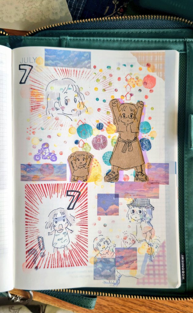 kupoknots's tweet photo. JULY page (o･｀Д´･o)!! I love my new stamps from @rirarirahanko!!!

@hobonichi_techo 
#hobonichi #journaling #stamps #rirarirahanko https://t.co/FVIBqIrfvl