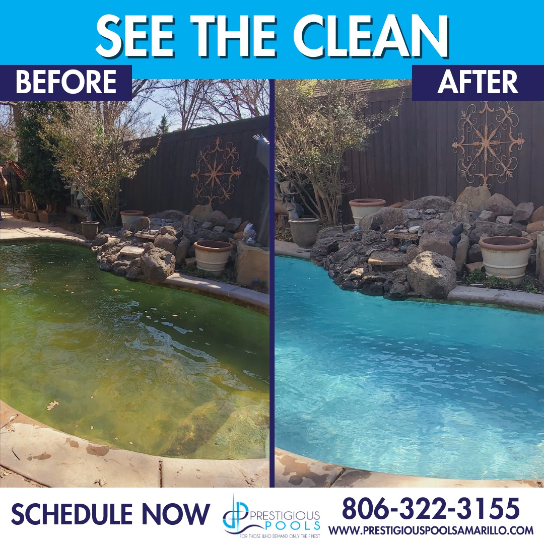 PrestigiousAma's tweet image. 👀 Spotless Views Start Here! 💦 Transform your pool into a summer oasis. Your pool deserves it! ☀️📞 806-322-3155 🔗 prestigiouspoolsamarillo.com #PrestigiousPools #PoolCleaning #BeforeAndAfter #AmarilloPools #CrystalClear