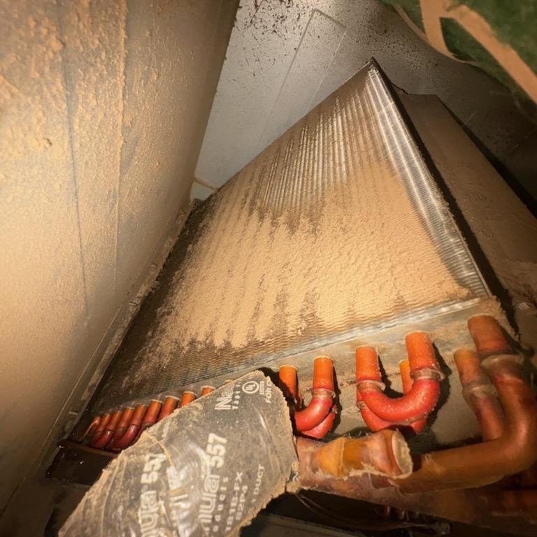 comfortprollc's tweet image. Wow, this is a very dirty EVAP coil. This condition certainly causes the air conditioner to be less efficient, less capacity and less lifespan. #evapcoil #acproblems #airconditionerrepair #hvacmaintenance #dirtycoil #efficiencyissues #coolingproblems #summermaintenance