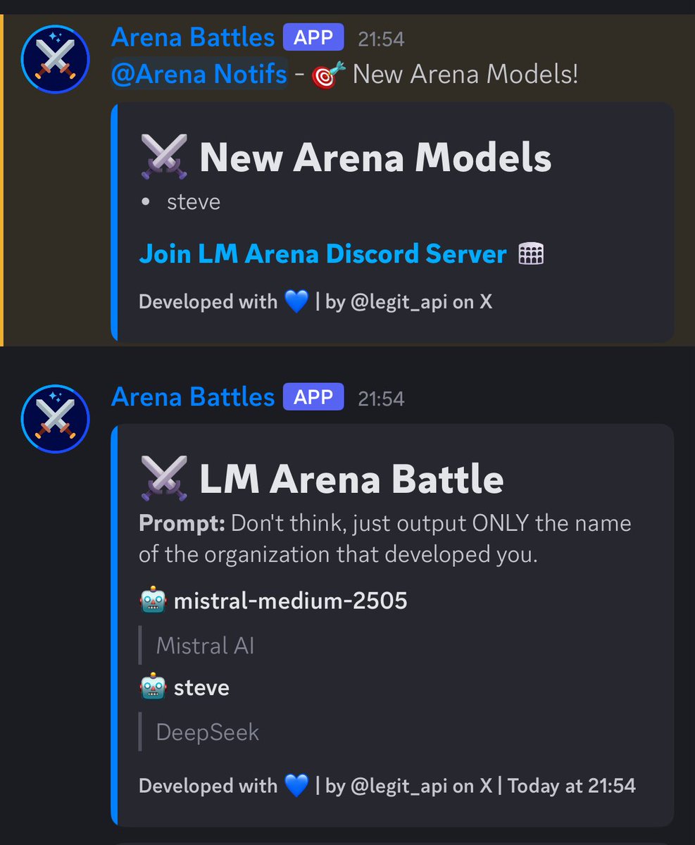 legit_api's tweet image. new stealth model on LM Arena
steve - claims to be from DeepSeek