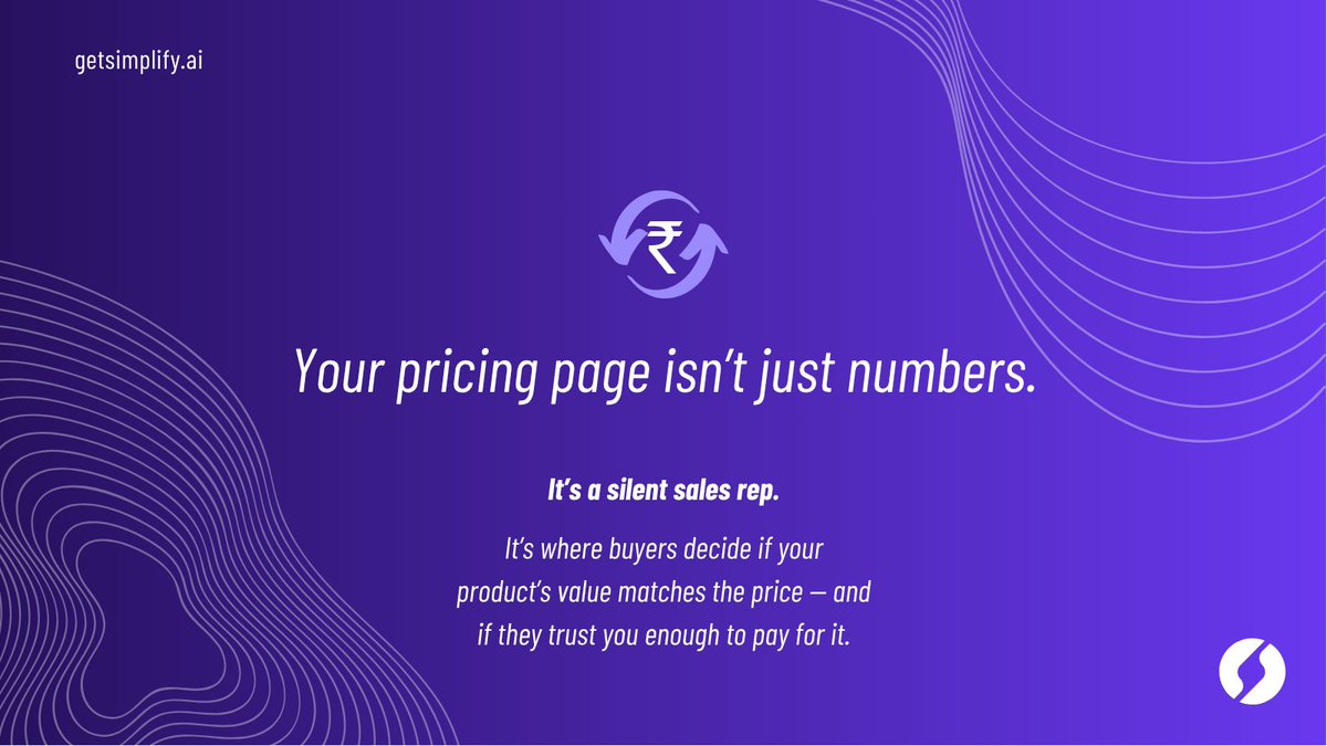getsimplifyy's tweet image. Your pricing page isn’t just a table — it’s a silent sales rep.

Great ones:
✅ Make pricing clear
✅ Add context (FAQs, ROI calculators)
✅ Nudge action with smart CTAs
✅ Get updated often

Good pricing pages convert — bad ones confuse.
What’s the best pricing page you’ve seen?