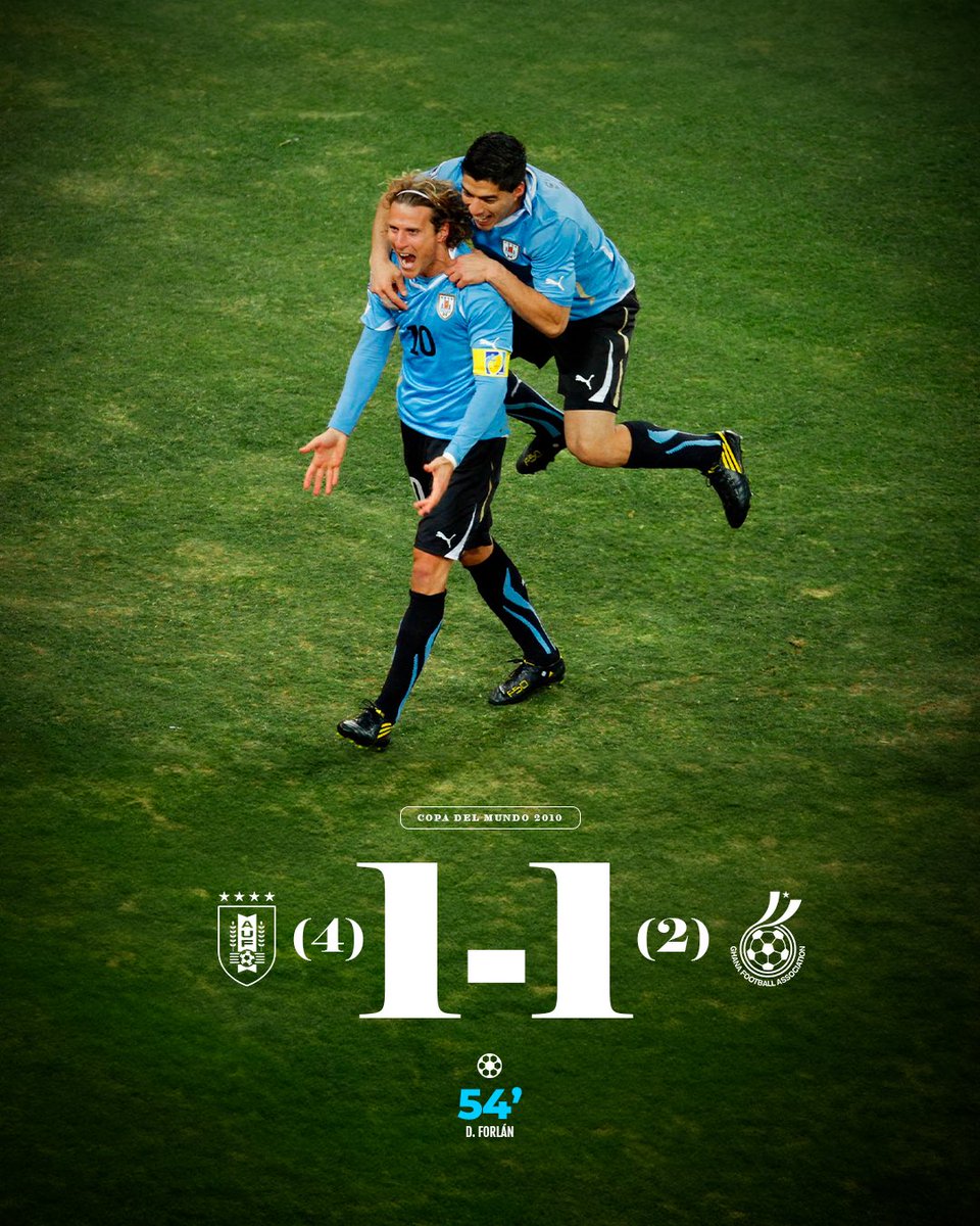 Uruguay's tweet image. Todas las emociones posibles en un solo partido: aquel Uruguay-Ghana del Mundial de Sudáfrica 2010 quedará por siempre en la memoria del mundo fútbol 🇿🇦