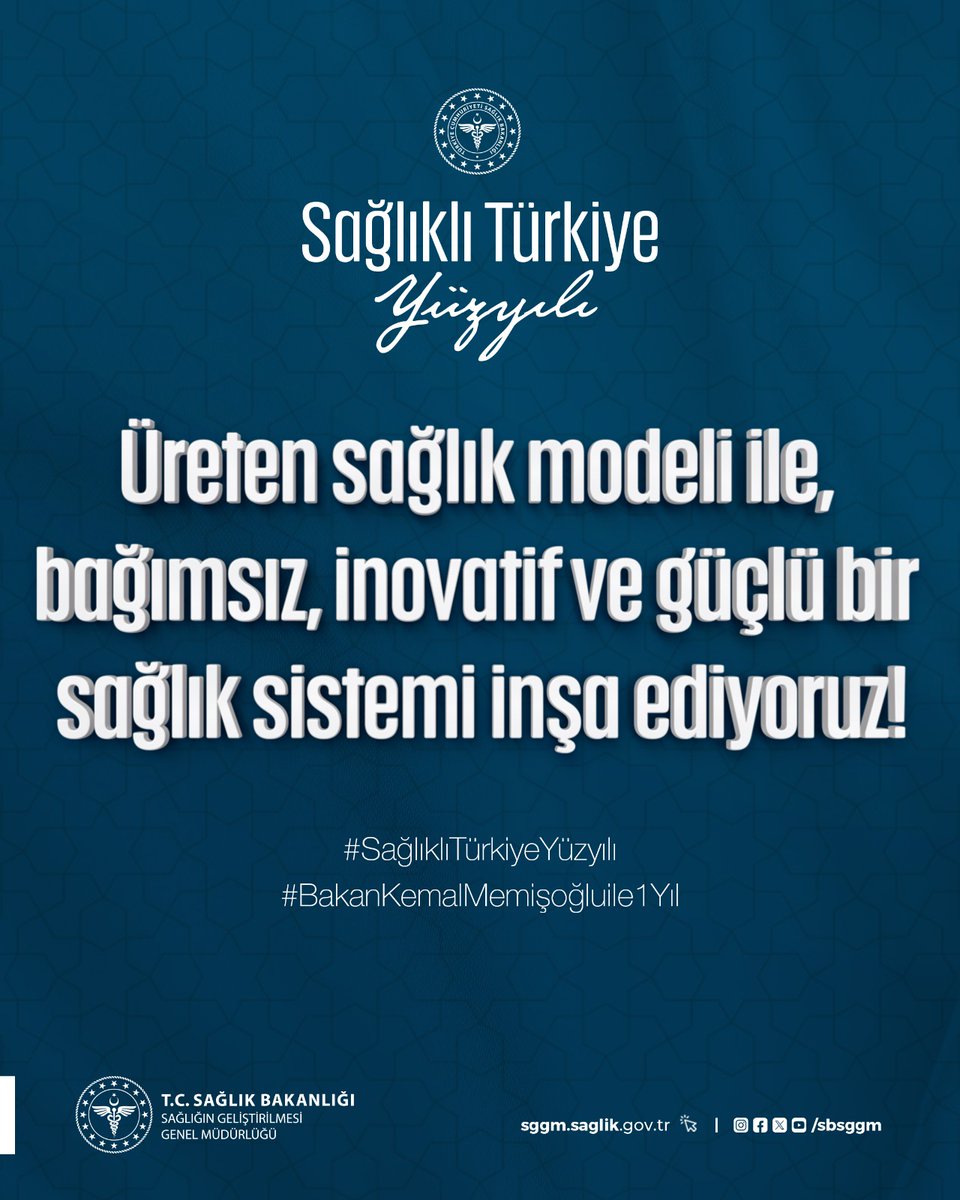 Sağlığın Geliştirilmesi (@sbsggm) on Twitter photo Üreten sağlık modeli ile, bağımsız, inovatif ve güçlü bir sağlık sistemi inşa ediyoruz!
#SağlıklıTürkiyeYüzyılı 🇹🇷
#BakanKemalMemişoğluile1Yıl
<a href="/drmemisoglu/">Prof. Dr. Kemal Memişoğlu</a> Üreten sağlık modeli ile, bağımsız, inovatif ve güçlü bir sağlık sistemi inşa ediyoruz!
#SağlıklıTürkiyeYüzyılı 🇹🇷
#BakanKemalMemişoğluile1Yıl
<a href="/drmemisoglu/">Prof. Dr. Kemal Memişoğlu</a>