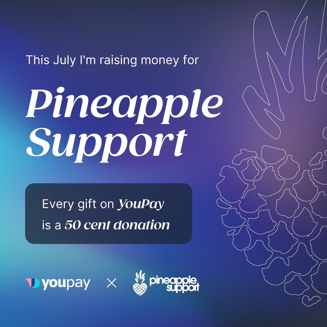 Gifting for good? 

We’re donating 50 cents to <a href="/PineappleYSW/">Pineapple Support</a> — an adult industry mental health charity — for every gift sent on YouPay! 

Last year we raised over $5k — and we can’t wait to do it again!