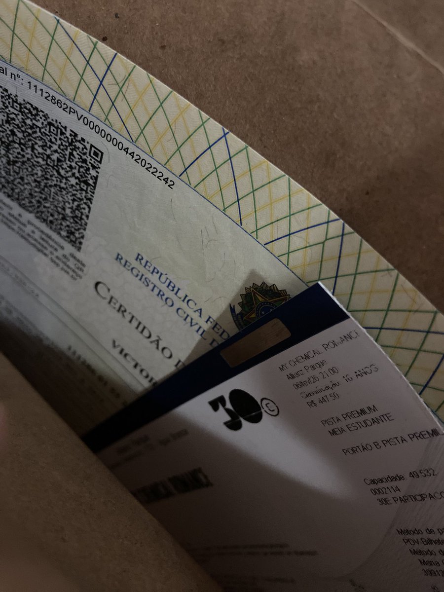 fui procurar uma pasta pra guardar o ingresso do mcr pra não perder e só tinha a que tá minha certidão retificada 😭