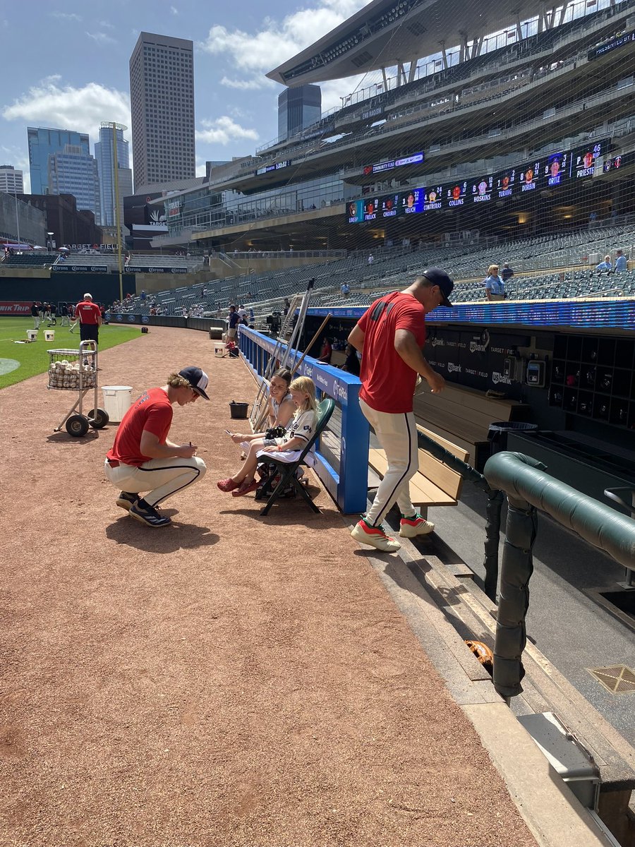 Oliver got an awesome surprise last week! He is starting to get into baseball, so we felt there was no better way to get him ready for T-Ball than to go to a Twins game &amp; meet the players at batting practice. He was diagnosed with Nepheroblastoma but is thankfully in remission!