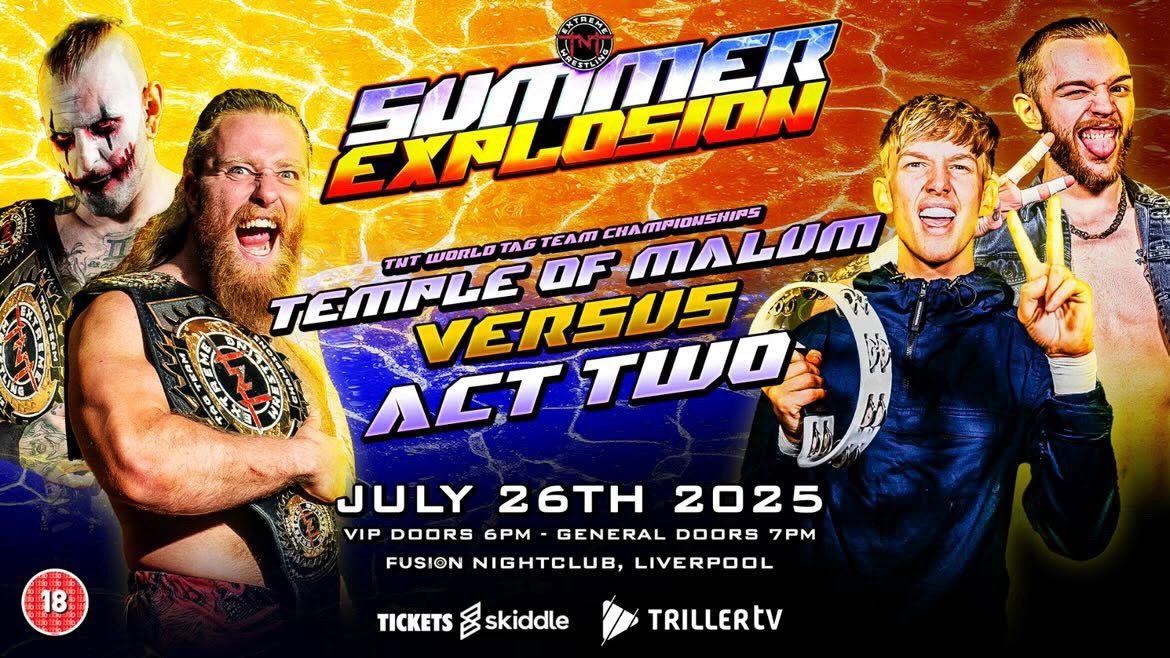 Act Twø 🎭 (@act_two_) on Twitter photo Big ol’ week for match announcements so far!
12/07: <a href="/chaos_wrestling/">Pro Wrestling Cha💣s</a> - vs <a href="/ELIJAHWrestler/">ELIJAH</a> & <a href="/alexvaughanpw/">Alex Vaughan</a>
18/07: <a href="/TrueGritWrestle/">True Grit Wrestling</a> - vs <a href="/PRINCEPELE_/">PRINCE PELÉ.</a> & <a href="/JGRAYSON96/">James Grayson ( is always on a side quest)🦅👾</a>
19/07: <a href="/DragonKingdomW/">Dragon Kingdom</a> - vs <a href="/KennyMantraPW/">Kenny Mantra - Pro Wrestler</a> & <a href="/Sammy_Philips/">Sammy Philips</a>
26/07: <a href="/TNTExtremeWres/">TNT Extreme Wrestling</a> - vs Temple Of Malum Big ol’ week for match announcements so far!
12/07: <a href="/chaos_wrestling/">Pro Wrestling Cha💣s</a> - vs <a href="/ELIJAHWrestler/">ELIJAH</a> & <a href="/alexvaughanpw/">Alex Vaughan</a>
18/07: <a href="/TrueGritWrestle/">True Grit Wrestling</a> - vs <a href="/PRINCEPELE_/">PRINCE PELÉ.</a> & <a href="/JGRAYSON96/">James Grayson ( is always on a side quest)🦅👾</a>
19/07: <a href="/DragonKingdomW/">Dragon Kingdom</a> - vs <a href="/KennyMantraPW/">Kenny Mantra - Pro Wrestler</a> & <a href="/Sammy_Philips/">Sammy Philips</a>
26/07: <a href="/TNTExtremeWres/">TNT Extreme Wrestling</a> - vs Temple Of Malum