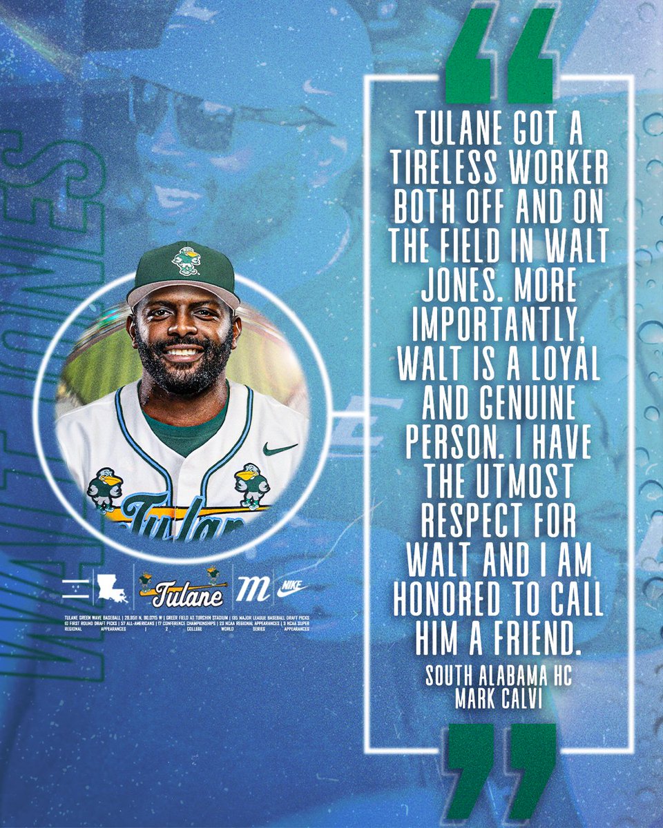 🗣️ Mark Calvi, the head baseball coach at South Alabama, had this to say about our hiring of Walt Jones.

#RollWave 🌊⚾️