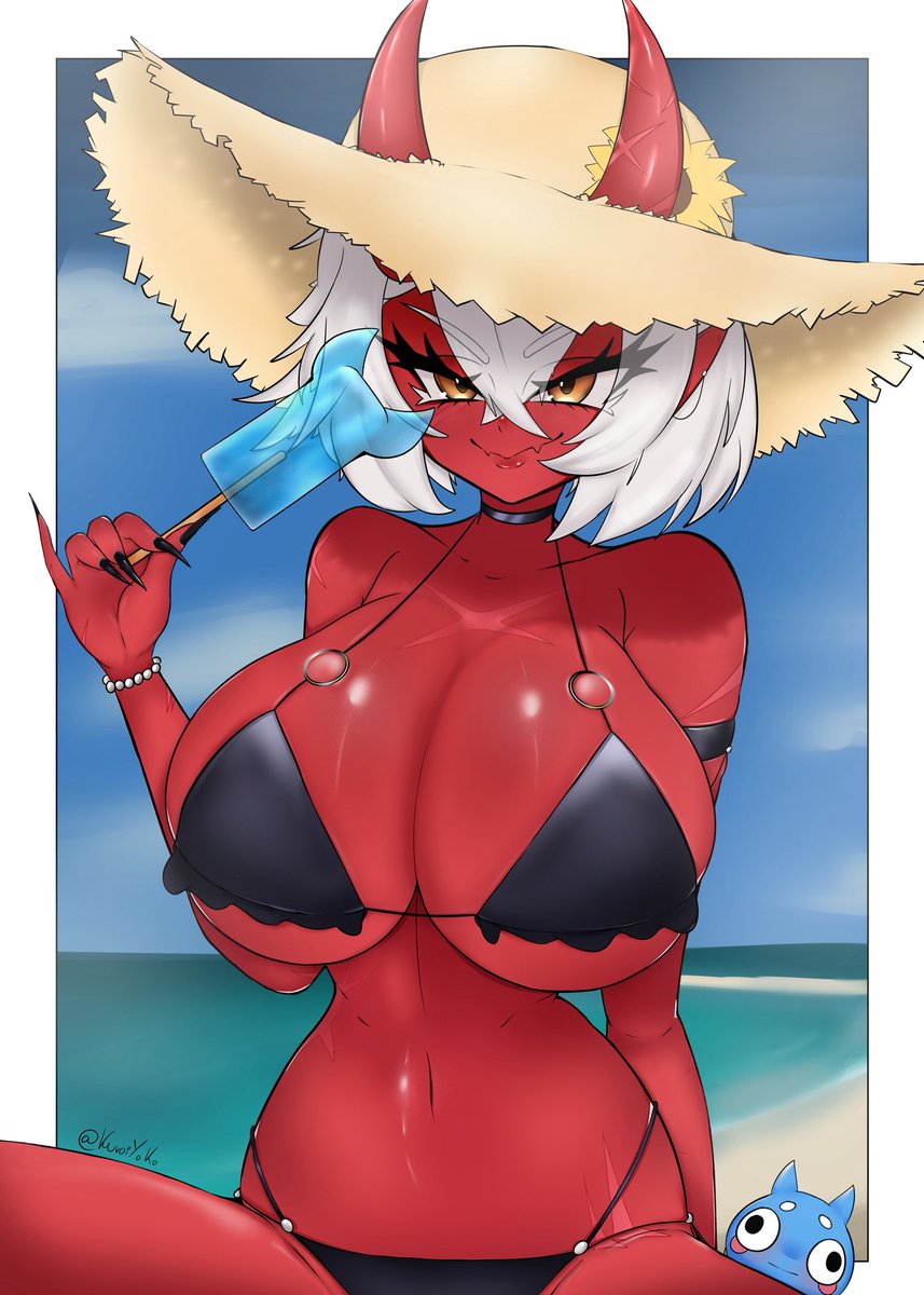 KuroiYokoshima's tweet image. A pinup Yocco and an Oni popsicle
#akumillust