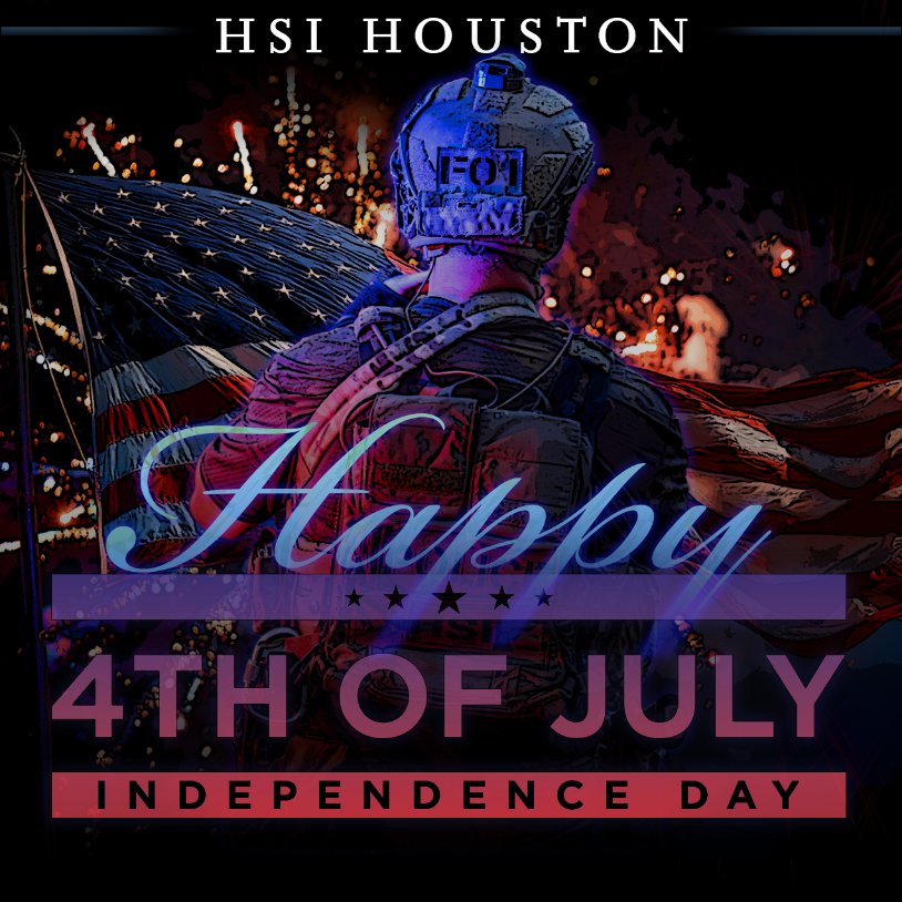 HSIHouston's tweet image. This Independence Day, HSI Houston celebrates the land of the free and the home of the brave. We salute all those who protect our freedoms. Have a safe and memorable 4th of July! #July4th #independenceday2025