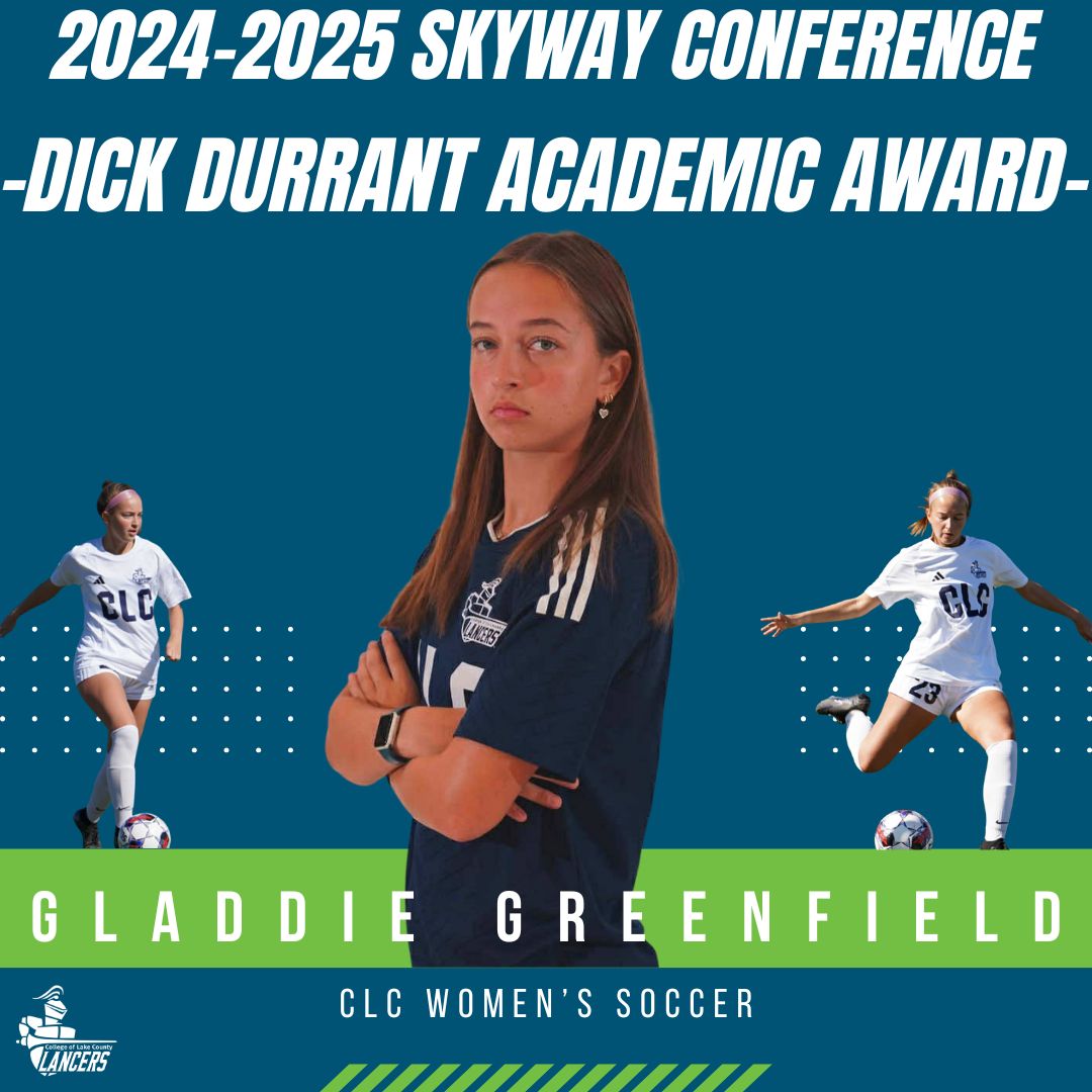 Congrats to Gladdie Greenfeld of <a href="/clcwomenssoccer/">CLC Women’s Soccer</a>  for being named the 2025 Dick Durrant Award winner! Gladdie posted a perfect 4.0 GPA, representing the best of academics and athletics! 📚⚽ #SkywayConference #TheLancerWay