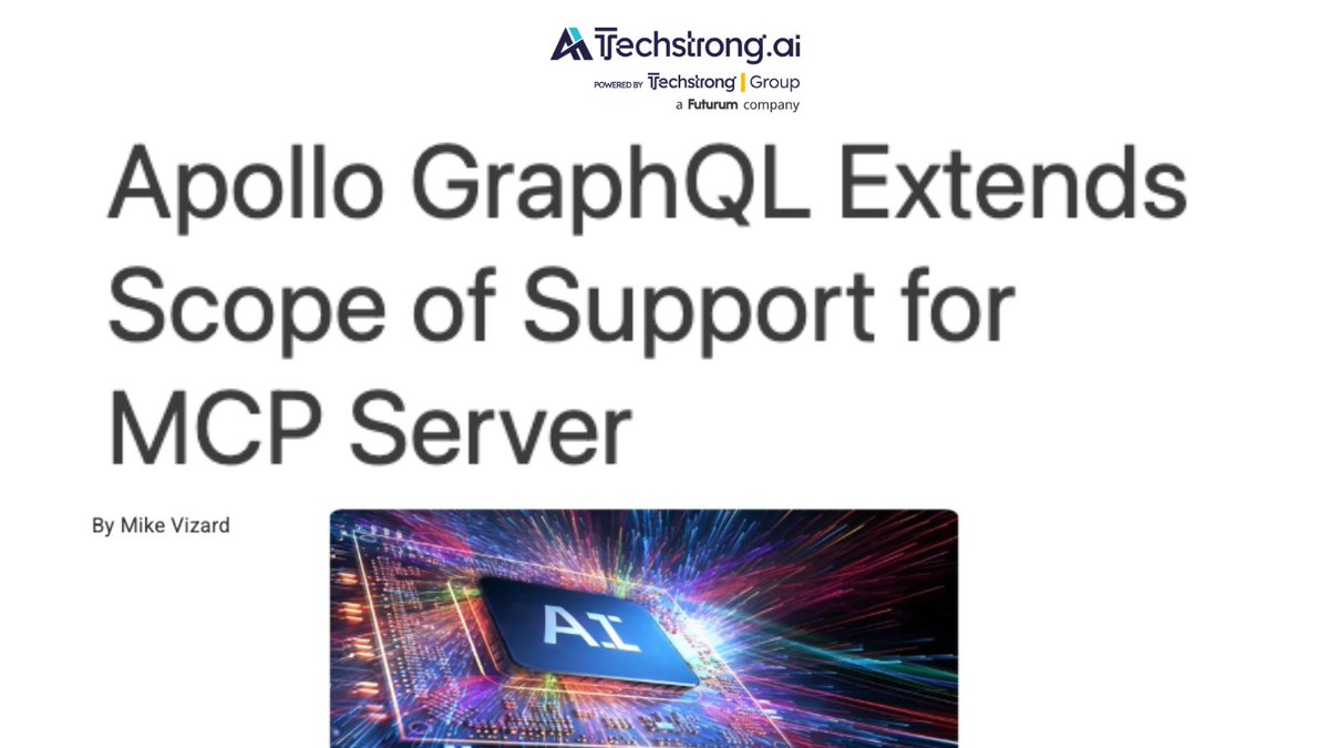 apollographql's tweet image. Our CTO recently met with
@Techstrongai on the technical challenges of building AI agents that actually work at scale.
Read the full article here: techstrong.pulse.ly/pq56lc3b0t
#graphql #mcp #apiorchestration