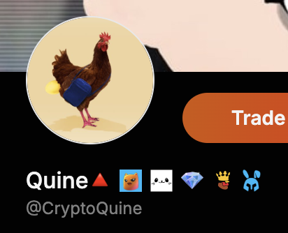 Quine9000๐บ๐๐๐ (@cryptoquine) on Twitter photo New badge - who dis?
$ket
(just realised I lost my champion badge though ๐คฆ๐ผโโ๏ธ) New badge - who dis?
$ket
(just realised I lost my champion badge though ๐คฆ๐ผโโ๏ธ)