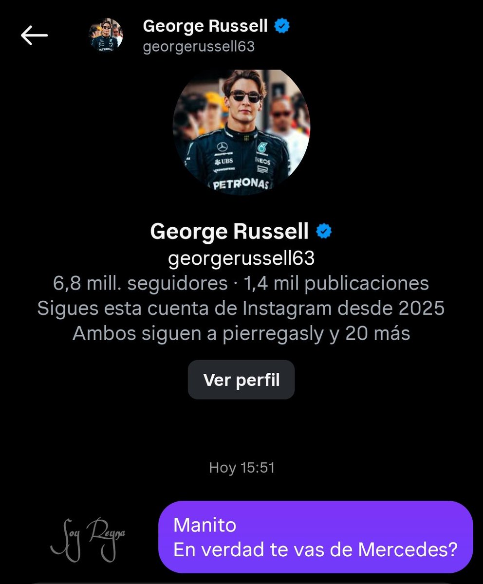 Reyna_stellar's tweet photo. Ojalá me responda 
#GeorgeRussell https://t.co/orJb9DXSRz