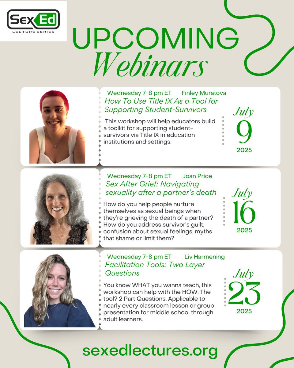 SexEdLectures's tweet photo. Here’s our July calendar! Register at https://t.co/TJzdpadOJA https://t.co/uIca0JGLHY