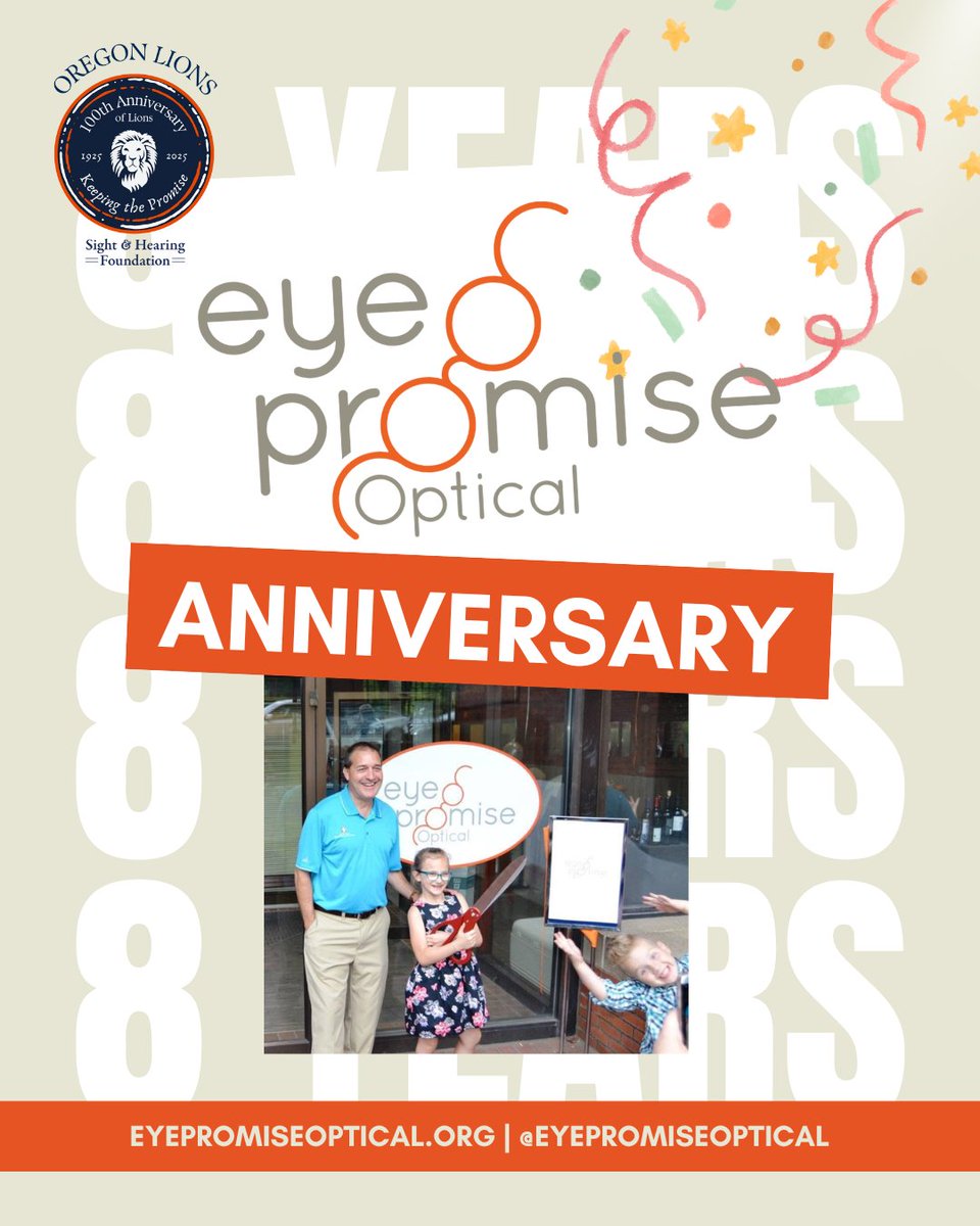 🎉 Eye Promise Optical turns 8!
Thank you for 8 amazing years of helping Oregon see more clearly. 🦁❤️
100% of proceeds support OLSHF's sight and hearing programs across Oregon.
Beautiful independent and vintage frames, expert care, lower prices.
🌐 eyepromiseoptical.org