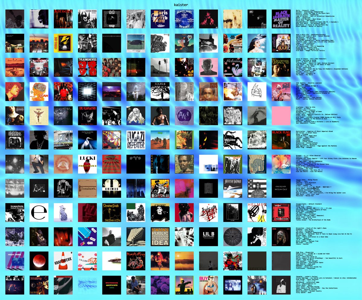 interfades's tweet image. hi here is my 12x12 topster  
includes my essentials and stuff I&apos;ve been into lately  no ranking and only one release per artist
#musictwt #topster