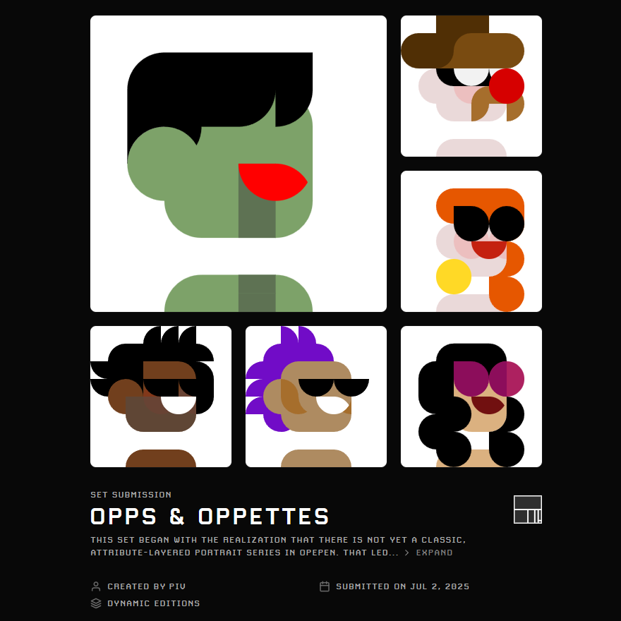 Opps &amp; Oppettes, a proposal for a trait-layered portrait series within Opepen is now open for opt-in.
opepen.art/submissions/d2…
Full set and description 👇