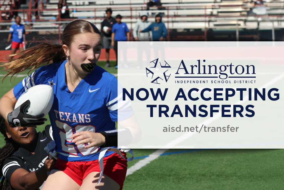 ArlingtonISD's tweet image. Arlington ISD’s transfer window is open through July 17 – and this is your chance to give your child every opportunity to succeed. 

🎓 Early STEM 
 🎭 Fine arts for all 
 🏈 Junior high sports 
 💼 Real-world career prep 

Read more at: aisd.net/district-news/….