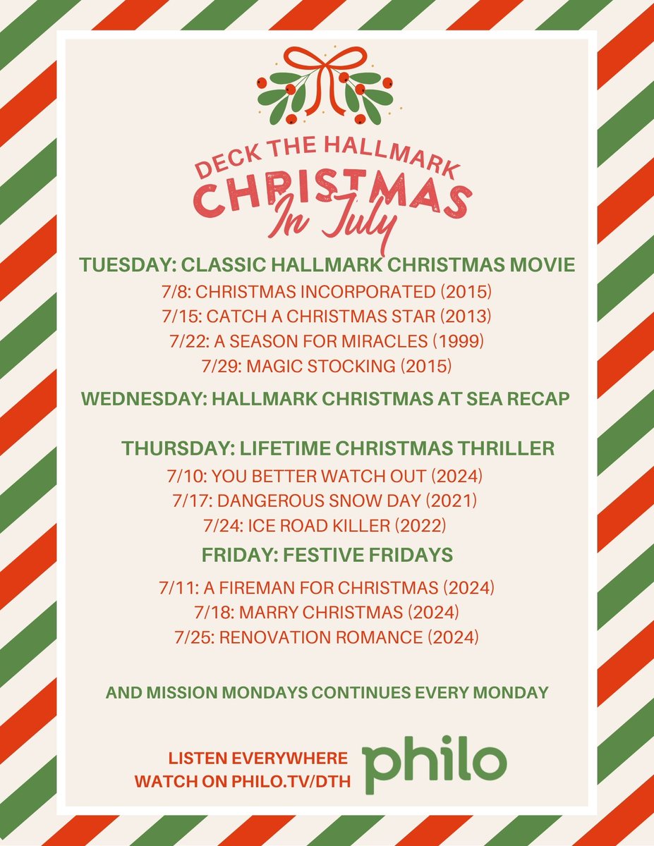 deckthepodcast's tweet image. 🎄 It’s #ChristmasInJuly and DTH is going all in!

Hallmark classics ✅
Lifetime thrillers ✅
Christmas at Sea… with a twist 🌊🎅

🎧 Listen everywhere
📺 Watch: Philo.tv/dth

Let’s get holly &amp;amp; jolly all month long!