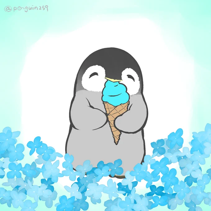 7月3日は #ソフトクリームの日 ネモフィラで有名なひたち海浜公園にいくと ネモフィラ味?の青いソフトクリームがあるよ このイラストくらいめっちゃ青いよ