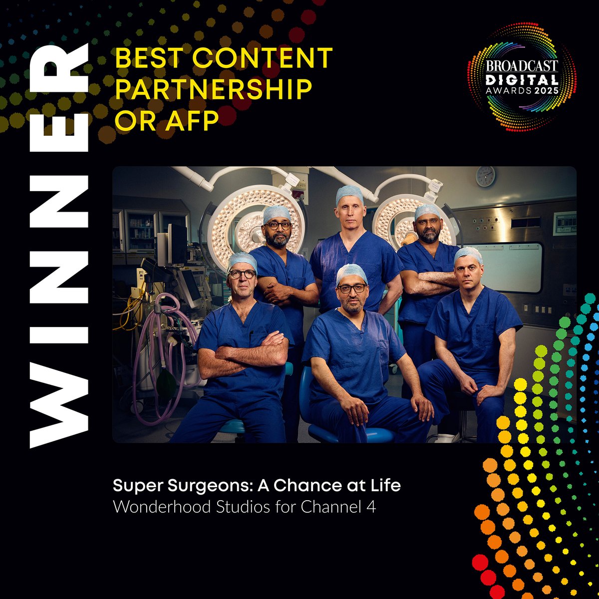The winner of Best Content Partnership or AFP is - Super Surgeons: A Chance at Life - <a href="/WonderhoodHQ/">Wonderhood Studios</a> for <a href="/Channel4/">Channel 4</a> #BDA2025