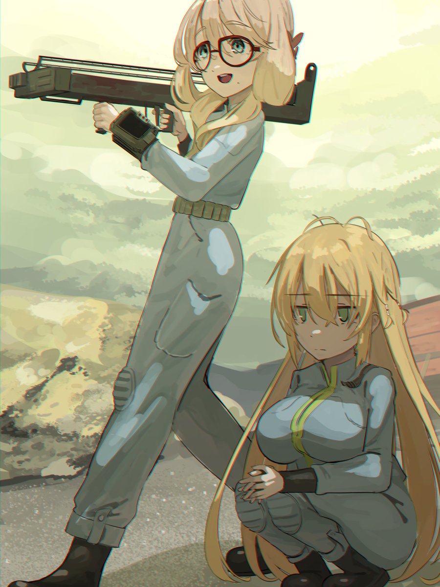 「支援絵 無垢だったマキちゃんがfalloutの世界にだんだんなじんでいくのすこ 」|いきのイラスト