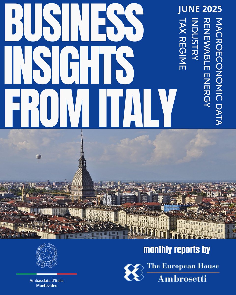 📷¿Querés saber porqué invertir en Italia hoy es una opción estratégica? Presentamos la nueva edición del report mensual de "The European House - Ambrosetti"
📷 ¡Descárgala ahora! ambmontevideo.esteri.it/wp-content/upl…