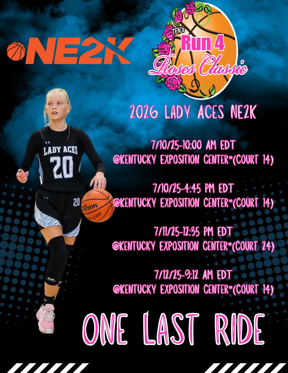 Kylie Downey (@kyliedowney4) on Twitter photo Come check us out, in my last run for the roses tournament 😢 <a href="/LadyAcesAau/">Lady Aces/Rise Up AAU</a> <a href="/NE2KHoops/">NE2KHoops</a> <a href="/TFNsRun4Roses/">TFN's Run 4 Roses</a> Come check us out, in my last run for the roses tournament 😢 <a href="/LadyAcesAau/">Lady Aces/Rise Up AAU</a> <a href="/NE2KHoops/">NE2KHoops</a> <a href="/TFNsRun4Roses/">TFN's Run 4 Roses</a>