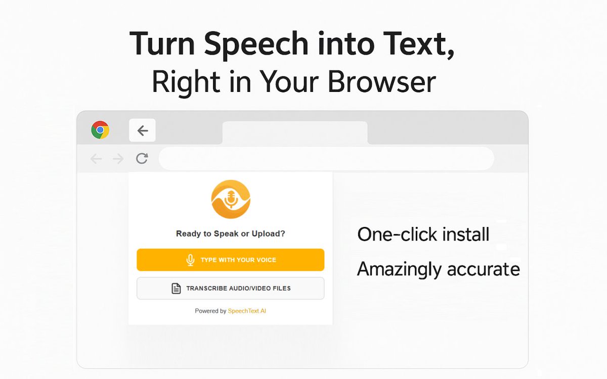 SpeechTextAI's tweet image. Meet AI Voice Note Taker: a Chrome extension for live voice to text transcription.
98% accuracy (thanks to SpeechText.AI technology), 30+ languages, auto-punctuation, history autosave, light/dark themes, privacy-first.
Try now 👉 chrome.google.com/webstore/detai…