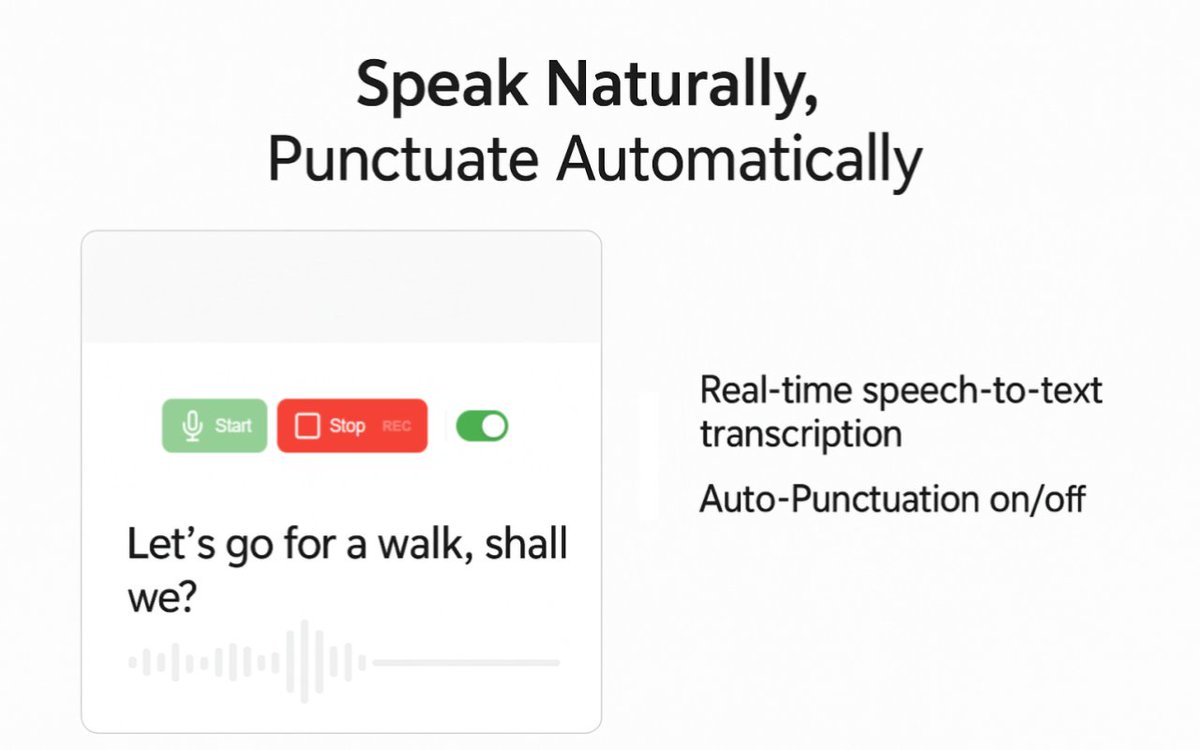 SpeechTextAI's tweet image. Meet AI Voice Note Taker: a Chrome extension for live voice to text transcription.
98% accuracy (thanks to SpeechText.AI technology), 30+ languages, auto-punctuation, history autosave, light/dark themes, privacy-first.
Try now 👉 chrome.google.com/webstore/detai…