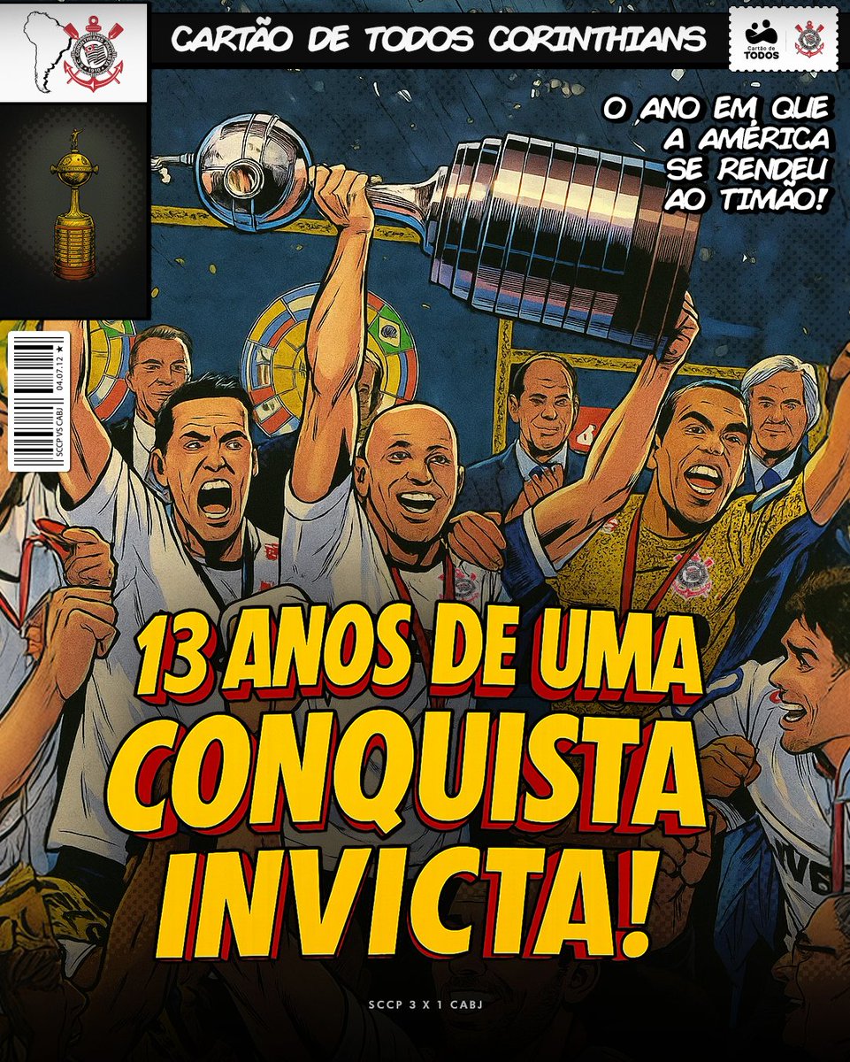 O ano mágico de 2012 começou em julho para a Fiel. 🏆

Há 13 anos, o Timão conquistou a América e o continente se rendeu ao Time do Povo.

O Cartão de TODOS Corinthians tem orgulho de comemorar a data e fazer parte da história de um gigante do Brasil!

#TODOSPorTiCorinthians