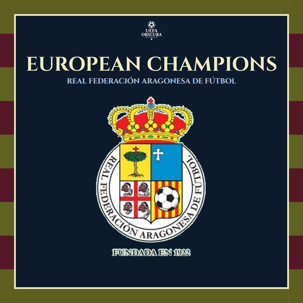 UEFAObscura's tweet photo. 🚨🇪🇸AN AMATEUR SIDE FROM SPAIN ARE CHAMPIONS OF EUROPE!

🗺️Aragon, a municipality of Spain with cities such as Zaragoza, fielded an amateur side in the UEFA Regions Cup. 

🏆They won the tournament by beating Poland’s amateur side Dolnośląski 1-0 after extra time.

5️⃣Daniel Torcal Guiu, who plays for CF Calamocha in the 5th division of Spain, scored the decisive goal in the 121st minute to beat the Poles.

🕰️The competition was created back in 1996 and was designed to allow every UEFA member nation to send one amateur side to represent them, such as Central Scotland, who represented Scotland this year.

🇮🇹🇪🇸The tournament has been dominated by Italian and Spanish teams over the years, with Spanish sides winning the last two editions.

🧑‍🧒‍🧒This final, held in San Marino, was the third-lowest attended match in the competition’s final history, with only 248 spectators.